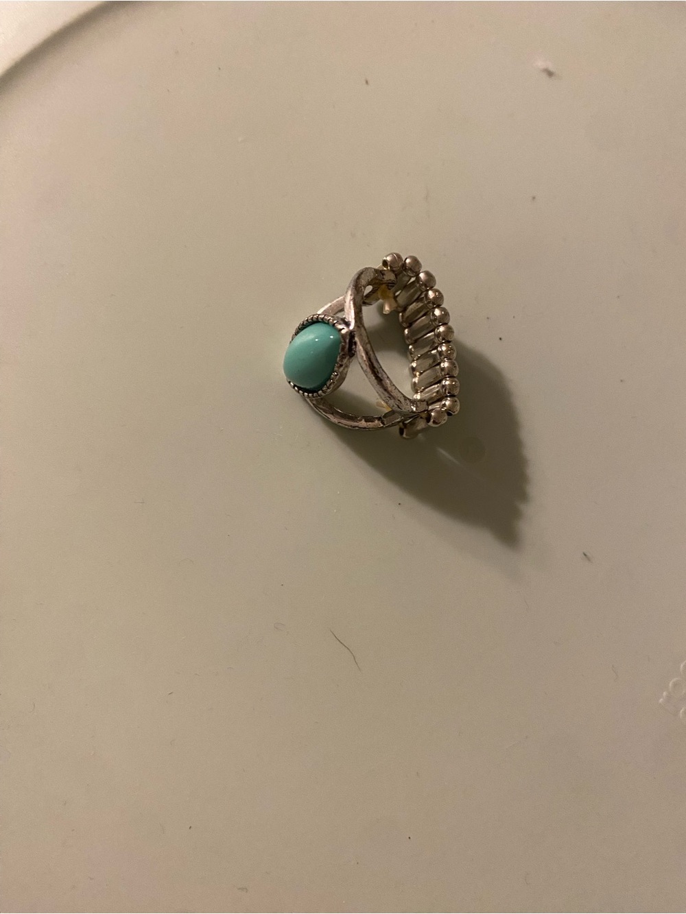paparazzi Silver-Tone Ring with Turquoise Cabochon
